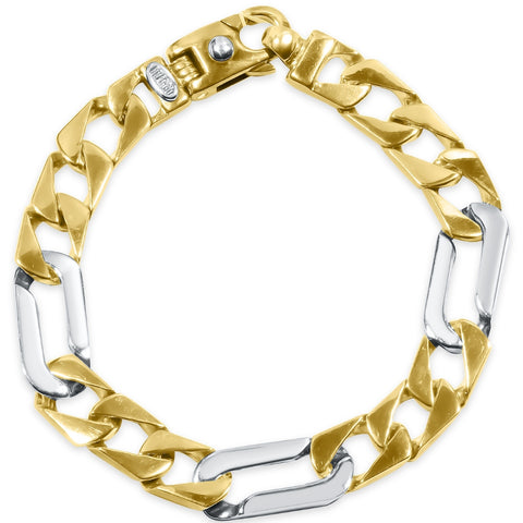 Men's Figaro Link 14k Gold (43gram) or Platinum (69gram) 11mm Bracelet 8.25"
