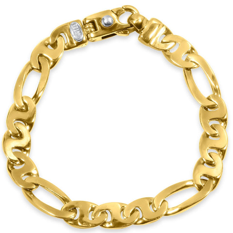 Men's Figaro Link 14k Gold (30gram) or Platinum (49gram) 9.5mm Bracelet 8.5"
