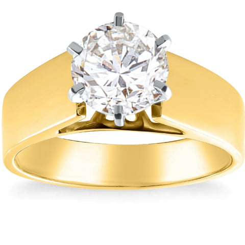 H/SI1 2Ct Round Diamond Solitaire Engagement Ring 14k Yellow Gold Lab Grown