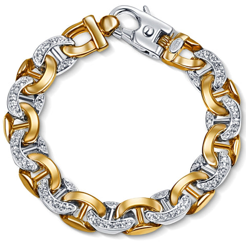Men's 14k Gold (71gram) or Platinum (114gram) 12.5mm Diamond Bracelet 8.75"