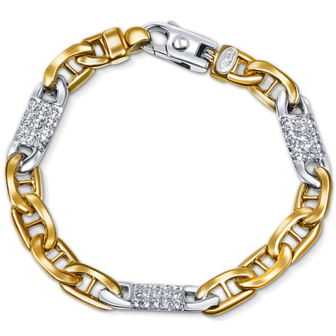 Men's 14k Gold (39gram) or Platinum (63gram) 8.5mm Diamond Bracelet 9"
