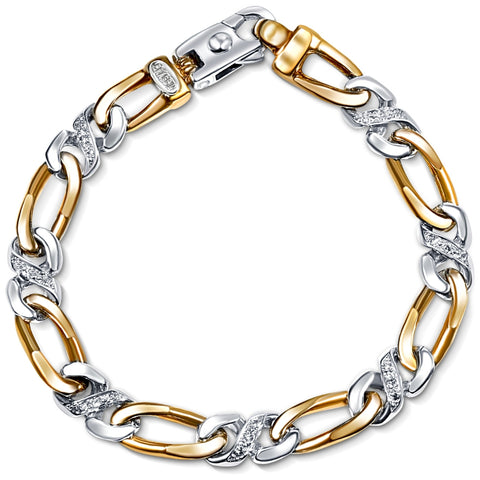 Men's 14k Gold (31gram) or Platinum (50gram) 9mm Diamond Bracelet 8.5"