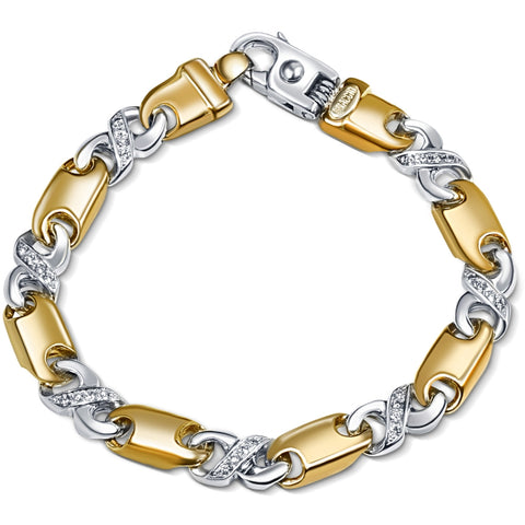 Men's 14k Gold (63gram) or Platinum (118gram) 9.5mm Diamond Bracelet 8.5"