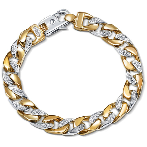 Men's 14k Gold (57gram) or Platinum (107gram) 10mm Diamond Bracelet 8.5"