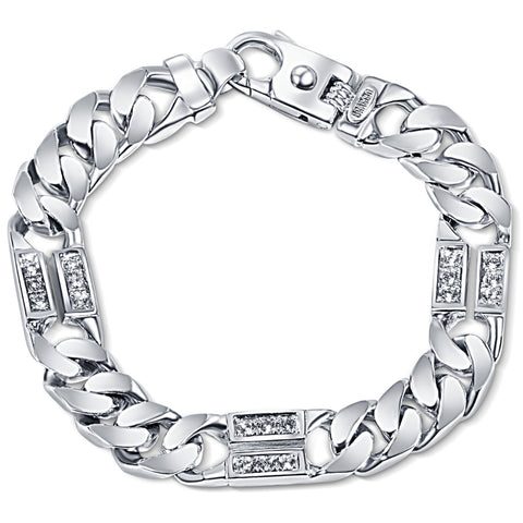 Men's 14k Gold (85gram) or Platinum (159gram) 12mm Diamond Bracelet 8.5"