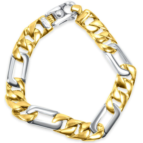 Men's Figaro Link 14k Gold (50gram) or Platinum (80gram) 11mm Bracelet 8.5"