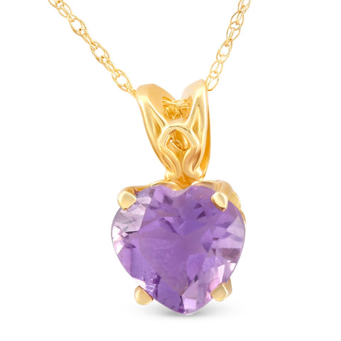 7mm Women's Heart Pendant in Amethyst 14k White, Rose, or Yellow Gold Necklace