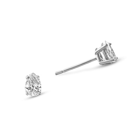 .25-.33Ct Pear Shape Diamond Studs in 14k White or Yellow Gold