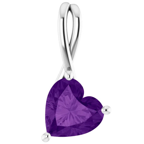 2ct Amethyst Women's Heart Pendant in 14k Gold Necklace 6mm Tall