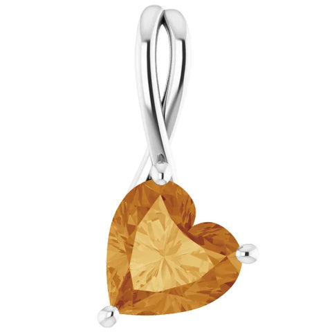 2ct Citrine Women's Heart Pendant in 14k Gold Necklace 6mm Tall