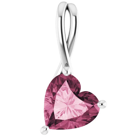 2ct Pink Topaz Women's Heart Pendant in 14k Gold Necklace 6mm Tall