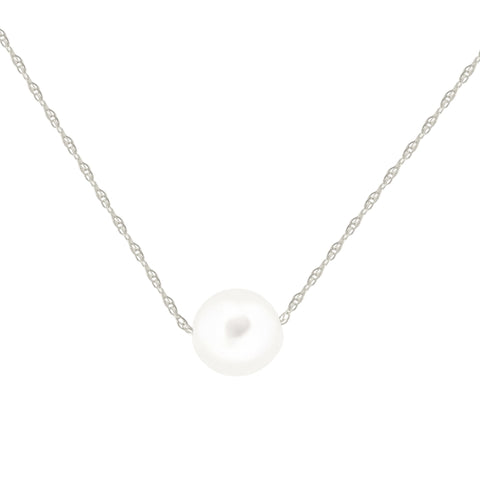 7mm Pearl Necklace in 14k White or Yellow Gold