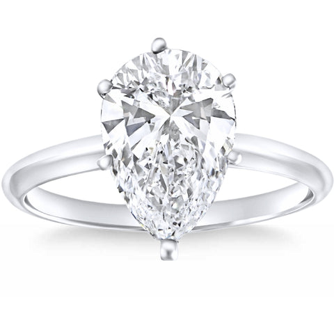 VS 1 1/2Ct Pear Shape Diamond Solitaire Engagement Ring 14k Gold Lab Grown