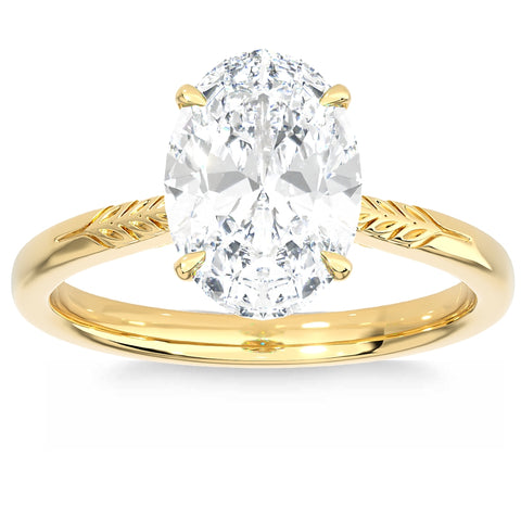 Certified SI1 2.50Ct Oval Solitaire Diamond Engagement Ring 14k Gold Lab Grown