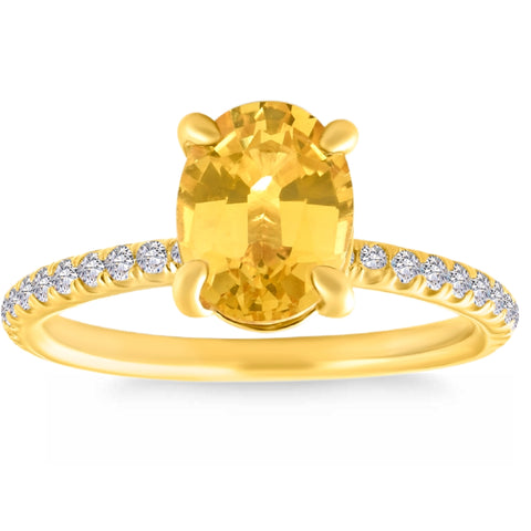 2 3/4Ct Oval Yellow Sapphire & Diamond Ring 14k Yellow Gold Lab Grown