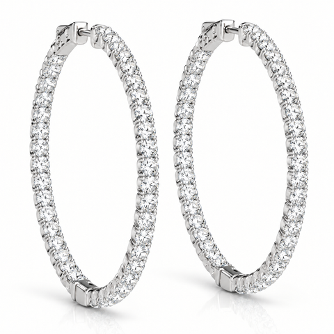 1.80 Ct ct Diamond Inside Outside Hoops Vault Lock 14K White Gold "ebay live"