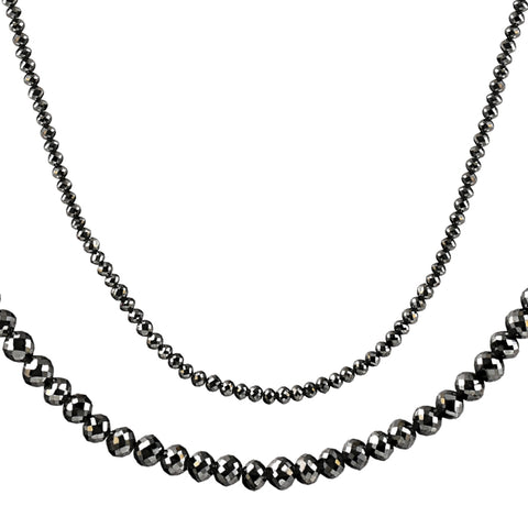 33Ct Black Diamond Necklace in 18K Gold 16" With 2" Extender