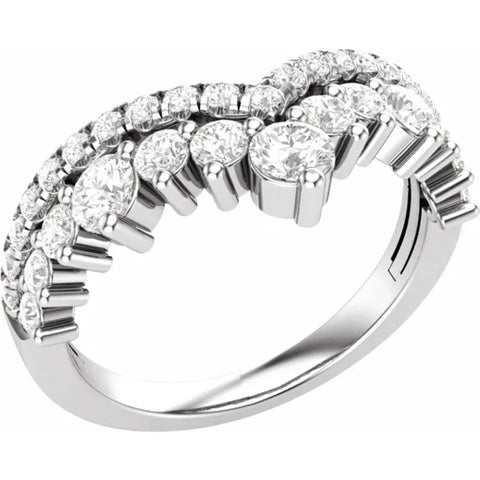 1Ct TW Diamond Wedding Contour Curved Ring Women's Anniversary Lab Grown Band