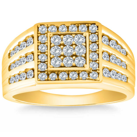 F/VS 1Ct Men's Diamond Ring in 14k Gold Lab Grown