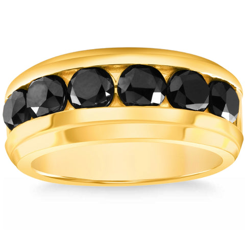 4 3/8Ct TW Black Diamond Men's Ring 10k Yellow or White Gold