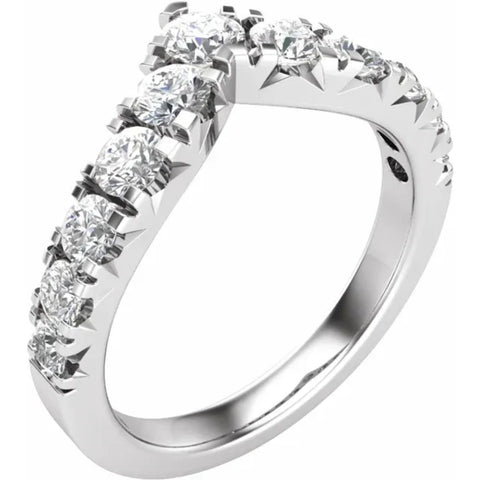 G/VS 1ct TW Graduated Diamond Wedding Curved Contour Ring 14k Gold Lab Grown