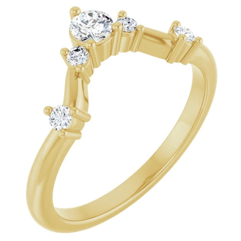 1/2Ct Diamond V Shape Contour Wedding Guard Ring Lab Grown 14k Gold