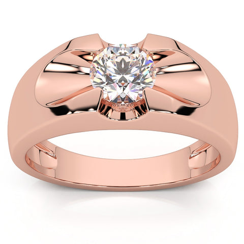 Men's 3/4Ct Solitaire Diamond Wedding Anniversary Ring 14k Gold Band Lab Grown