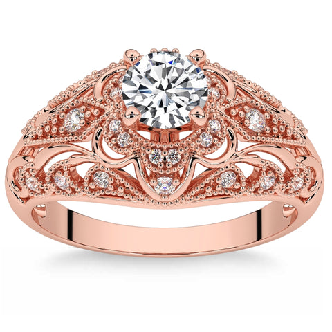 G/VS 1.50Ct Diamond Vintage Engagement Ring 14k Gold Lab Grown