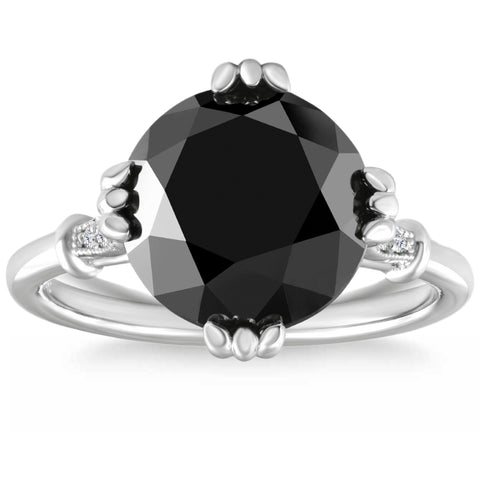 6 1/2Ct Black Diamond Engagement Ring 14k Gold