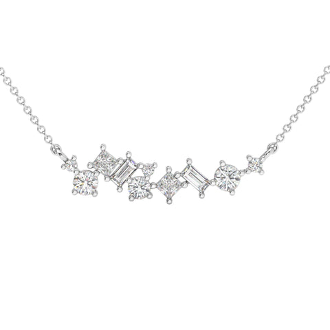 1Ct TW Diamond Mixed Fancy Shape Designer Necklace 14k Gold Lab Grown Pendant