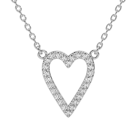 1/5Ct Diamond Heart Pendant 14k Gold 18" Necklace Lab Grown 1/2"