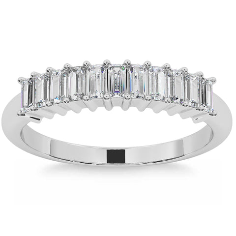 F/VS .50Ct Baguette Diamond Wedding Ring Stackable 14k Gold Lab Grown