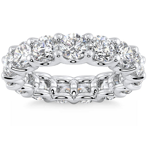 F/VS 5Ct Diamond Eternity Wedding Ring U Prong Anniversary 14k Gold Lab Grown