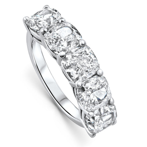 F/VS 5.25Ct Cushion 5-Stone Diamond Wedding Anniversary Ring 14k Gold Lab Grown