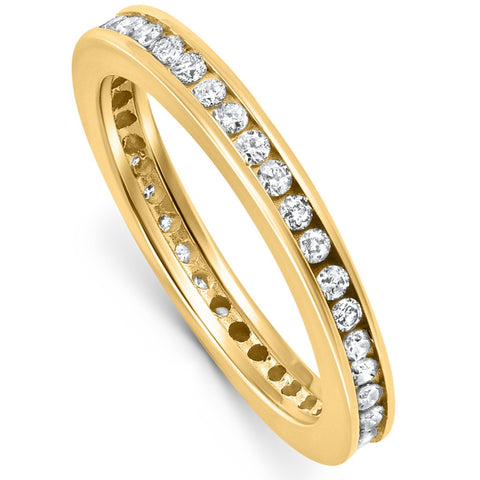 1/2Ct TW Channel Set Lab Grown Diamond Eternity Wedding Stackable Ring 14k Gold