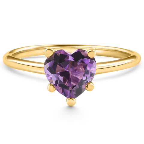 Amethyst Solitaire Ring 14k White or Yellow Gold 6MM