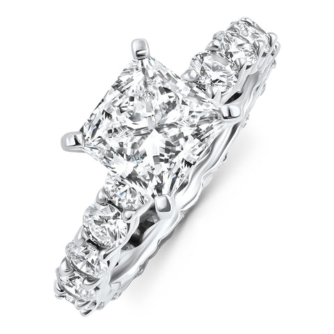 G/VS 7.50Ct Princess Cut Diamond Eternity Engagement Ring 14k Gold Lab Grown