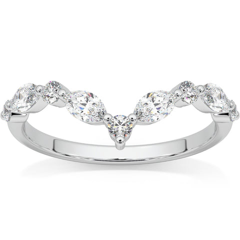 .60Ct Diamond Guard Insert V Shape Marquise Wedding Ring 14k Gold Lab Grown