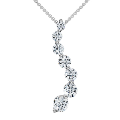1ct Diamond Journey Pendant 14K White Gold New 1" Tall