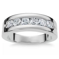 F/VS Men's .65 Diamond 6-Stone Polished Wedding Ring Lab Grown 10k Gold