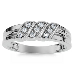 Men's Diamond Ring 14k Gold Wedding Ring 9-Stone Lab Grown