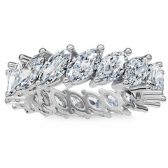 F/VS 3Ct Marquise Diamond Eternity Ring 14k Gold Lab Grown