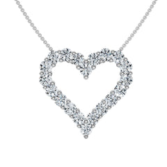 F/VS 1.00Ct Diamond Heart Pendant 14k Gold Lab Grown 3/4" Tall Necklace