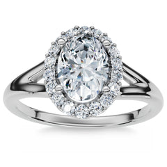 G/VS 1.20Ct Oval Diamond Halo Engagement Ring 14k Gold Lab Grown