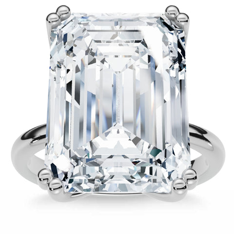 Certified 10Ct Emerald Cut Diamond Solitaire Engagement Ring 14k Gold Lab Grown