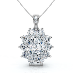 Certified 8 1/2Ct Oval Diamond Pendant 14k Gold Lab Grown 1.25" Tall