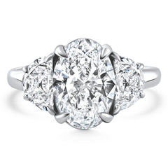 Certified 4.40Ct Oval & Half Moon Diamond Engagement Ring White Gold Lab Grown