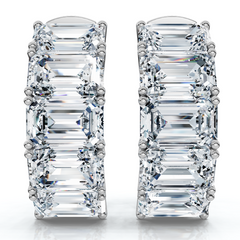 6Ct Emerald Cut Diamond Hoops 14k Gold Lab Grown Earrings