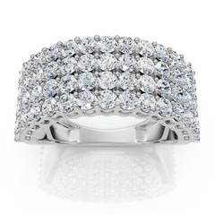 3Ct Diamond Wide Four Row Anniversary Ring Gold Lab Grown
