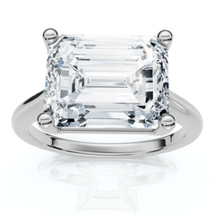 Certified 5Ct Emerald Cut Lab Grown Diamond Solitaire East West Engagement Ring